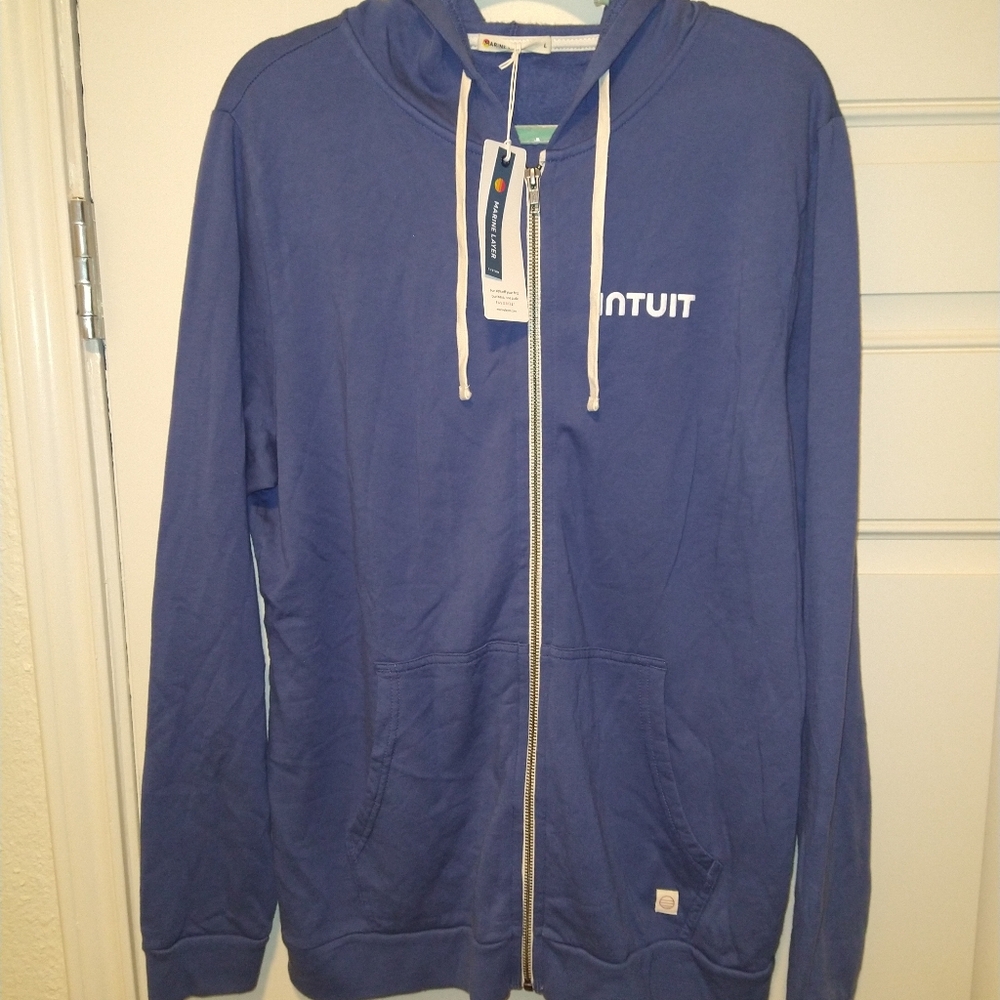 NWT Marine Layer Afternoon Full Zip Hoodie Men's sz Large Intuit Logo.